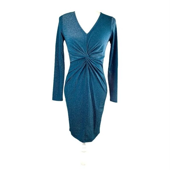 Allegra K Dresses & Skirts - Allegra K Shine Green Long Sleeve V-Neck Women's Dress Size S